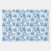 Tea Chinoiserie French Toile du Jouy Pattern Inpakpapier Vel (Voorkant 3)