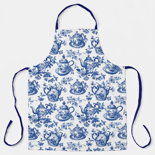 Tea Chinoiserie French Toile du Jouy Pattern Schort (Voorkant)