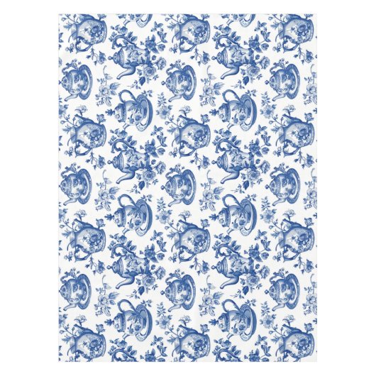 Tea Chinoiserie French Toile du Jouy Pattern Tafelkleed (Voorkant)