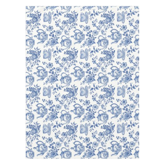 Tea Chinoiserie French Toile du Jouy Pattern Tafelkleed (Voorkant)