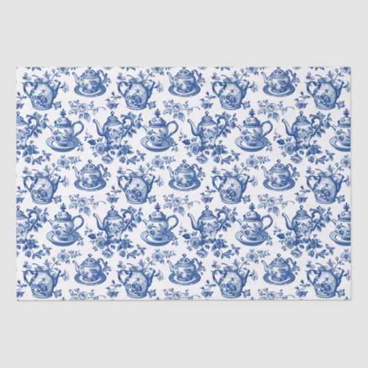 Tea Chinoiserie French Toile du Jouy Pattern Tissuepapier (Voorkant)