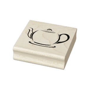 Tea/Coffee Pot Wooden Block MounMountains Rubberstempel