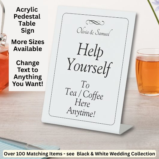 Tea Coffee Table Black White Infinity Scroll Reclamebord Met Voetstuk