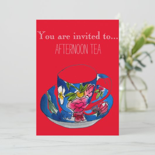  Tea Cup Afternoon Tea Party Kaart (Staand voorkant)