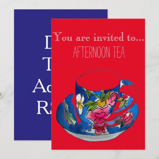  Tea Cup Afternoon Tea Party Kaart (Voorkant / Achterkant)