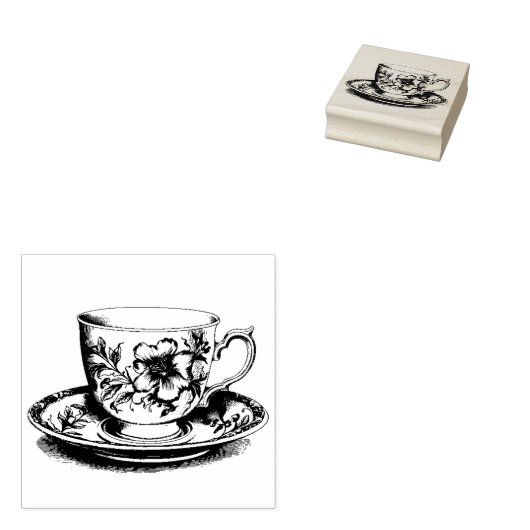 Tea Cup  Art Rubber Stamp Rubberstempel (Gestempeld)