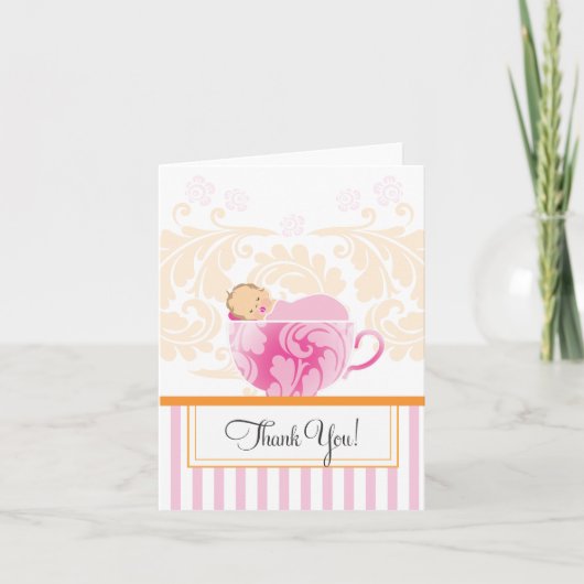 Tea Cup Baby shower Bedankt Card (Voorkant)