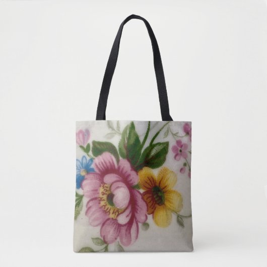 Tea Cup Bloemen Boeket Canvas tas (Voorkant)