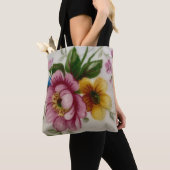 Tea Cup Bloemen Boeket Canvas tas (Dichtbij)
