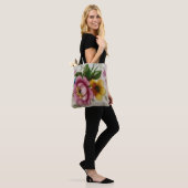Tea Cup Bloemen Boeket Canvas tas (Op model)