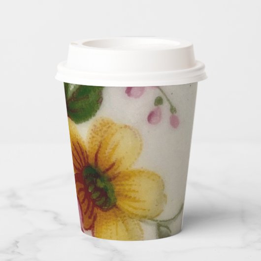 Tea Cup Bloemen Boeket Papieren beker (Achterkant)