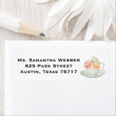  Tea Cup Bloemen Retouradres Sticker (Insitu)