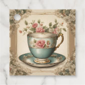  Tea Cup Bloemen Vrijgezellenfeest Tea Party Bedankjes Labels (Voorkant)