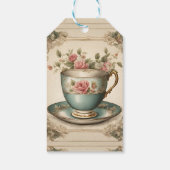  Tea Cup Bloemen Vrijgezellenfeest Tea Party Cadeaulabel (Achterkant)