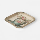  Tea Cup Bloemen Vrijgezellenfeest Tea Party Papieren Bordje (Gebogen)