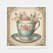  Tea Cup Bloemen Vrijgezellenfeest Tea Party Servet (Voorkant)