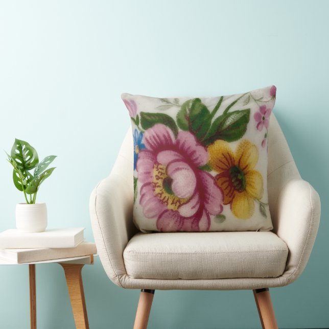 Tea Cup Bloemenboeket Kussen (Stoel)