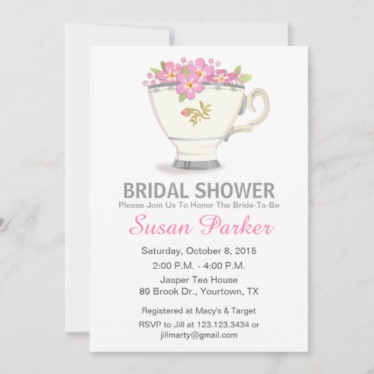 Tea Cup Bridal Shower Uitnodiging (Voorkant)