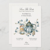 Tea cup bruiloft save the date (Voorkant / Achterkant)