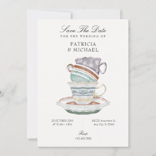 Tea cup bruiloft save the date