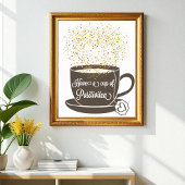 Tea Cup Bruin Geel Geel Goud Inspirerend Citaat Poster