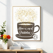 Tea Cup Bruin Geel Geel Goud Inspirerend Citaat Poster