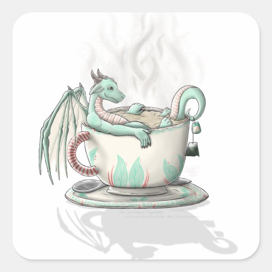 Tea Cup Draken: pepermunt (vrij) Vierkante Sticker (Voorkant)