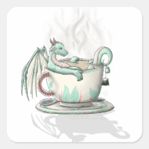 Tea Cup Draken: pepermunt (vrij) Vierkante Sticker