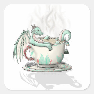 Tea Cup Draken: pepermunt (vrij) Vierkante Sticker