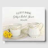 Tea Cup en Geel Daisies Vrijgezellenfeest Gastenboek (Voorkant)