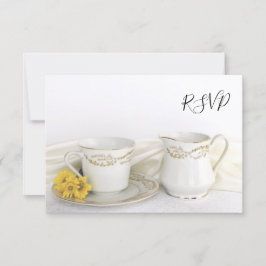 Tea Cup en Gele dagen RSVP Reply Kaart