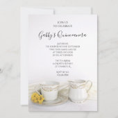 Tea Cup en Gele Daisies Quinceanera Party Kaart (Voorkant)
