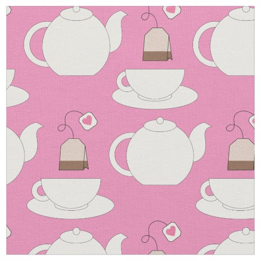 Tea Cup en Pot Cute Cafe Barista Stof (Close Up)