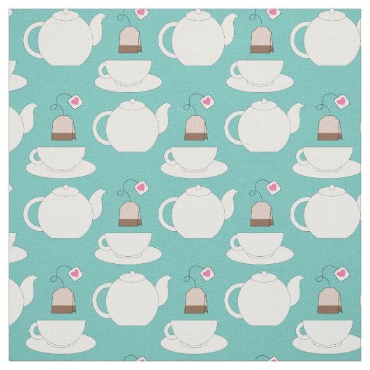 Tea Cup en Pot Cute Cafe Barista Stof (Swatch)