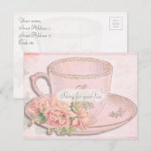 Tea Cup en Roos Briefkaart (Voorkant / Achterkant)