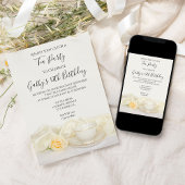Tea Cup en White Rose Birthday Party Kaart