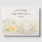 Tea Cup en White Rose Flower Vrijgezellenfeest Gastenboek (Voorkant)
