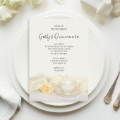 Tea Cup en White Rose Quinceanera Party Kaart