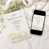 Tea Cup en White Rose Quinceanera Party Kaart