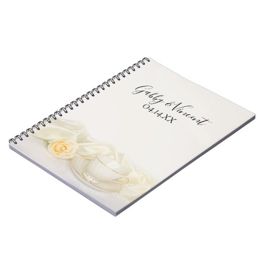 Tea Cup en White Rose Wedding Guest Book Notitieboek (Linkerzijde)