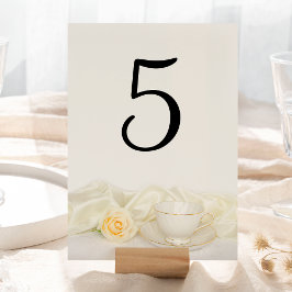 Tea Cup en White Rose Wedding Kaart