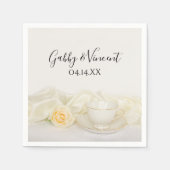Tea Cup en White Rose Wedding Servet (Voorkant)