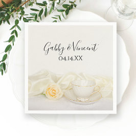 Tea Cup en White Rose Wedding Servet