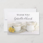 Tea Cup en Yellow Daisies Wedding Dankuwel Bedankkaart (Voorkant)