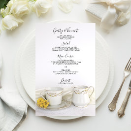 Tea Cup en Yellow Daisies Wedding Menu