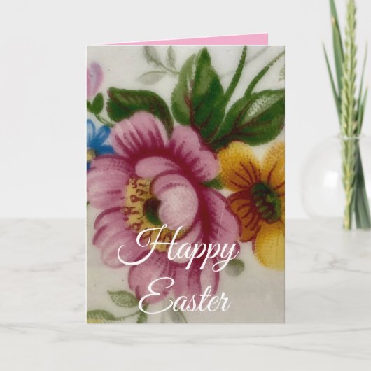 Tea Cup Floral Bouquet Feestdagen Kaart (Voorkant)