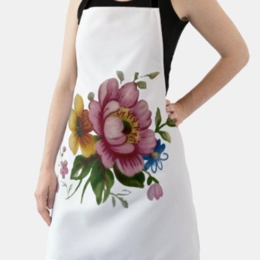 Tea Cup Floral Bouquet  Schort