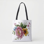 Tea Cup Floral Bouquet Tote Bag (Voorkant)