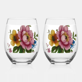 Tea Cup Floral Bouquet Wijnglas Zonder Voet