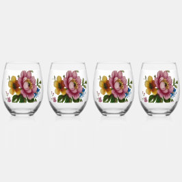 Tea Cup Floral Bouquet Wijnglas Zonder Voet